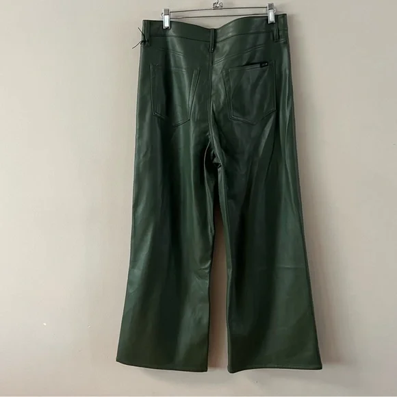Joe’s jeans Faux leather wide leg high waist ankle jeans pants 31 Hunter Green - Picture 7 of 12